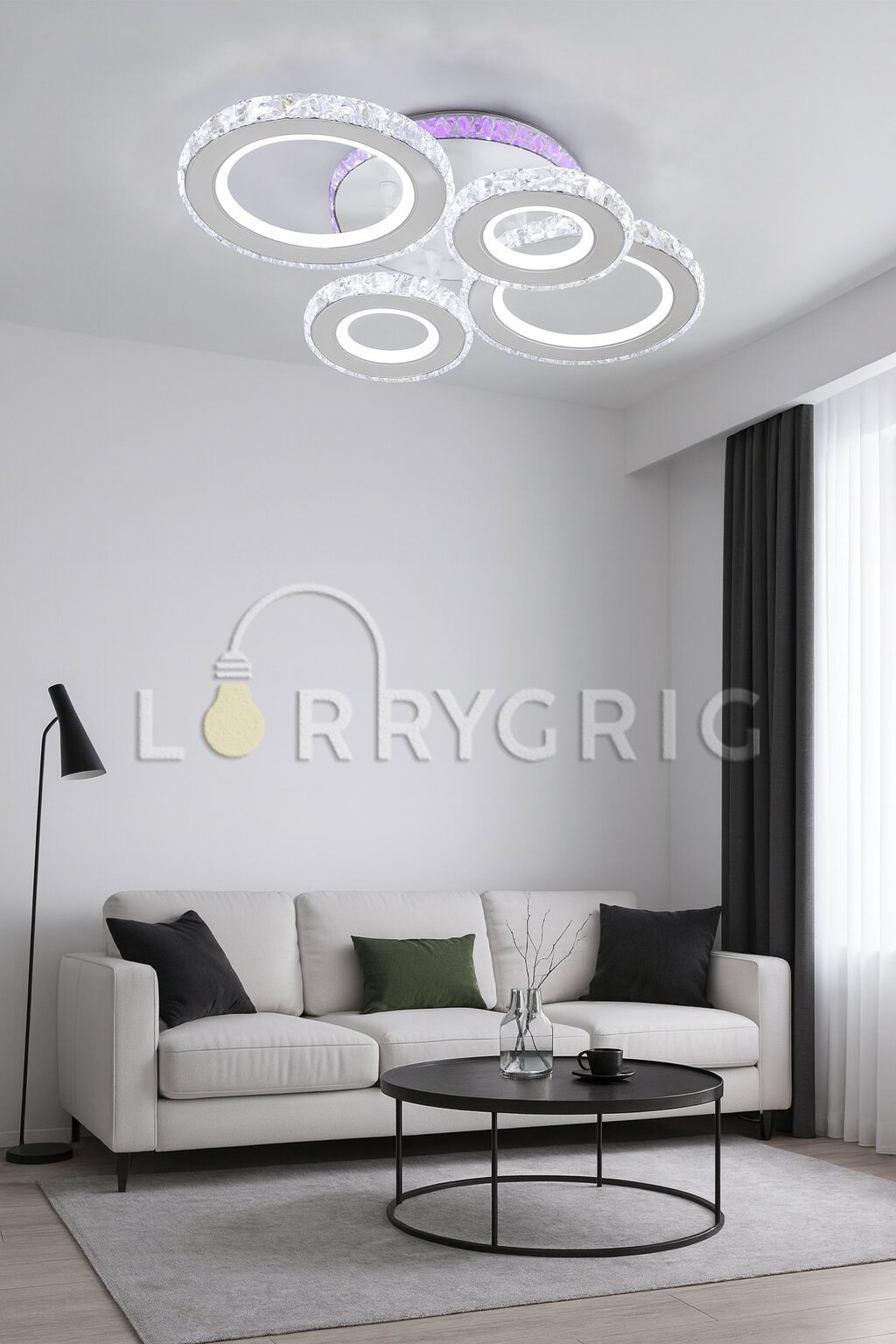 Lustra LED Cristal cu Telecomanda RGB, 132W + 39W, 3 tipuri de lumina, Alb