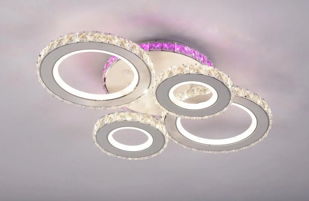 Lustra LED Cristal cu Telecomanda RGB, 132W + 39W, 3 tipuri de lumina, Alb