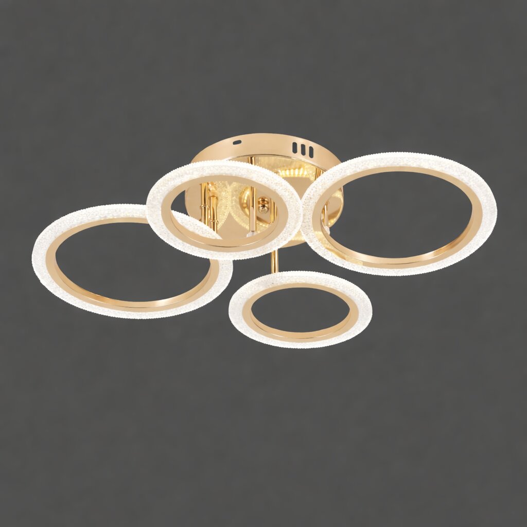 Lustra LED cu Telecomanda, 72W, 3 tipuri de lumina, Auriu