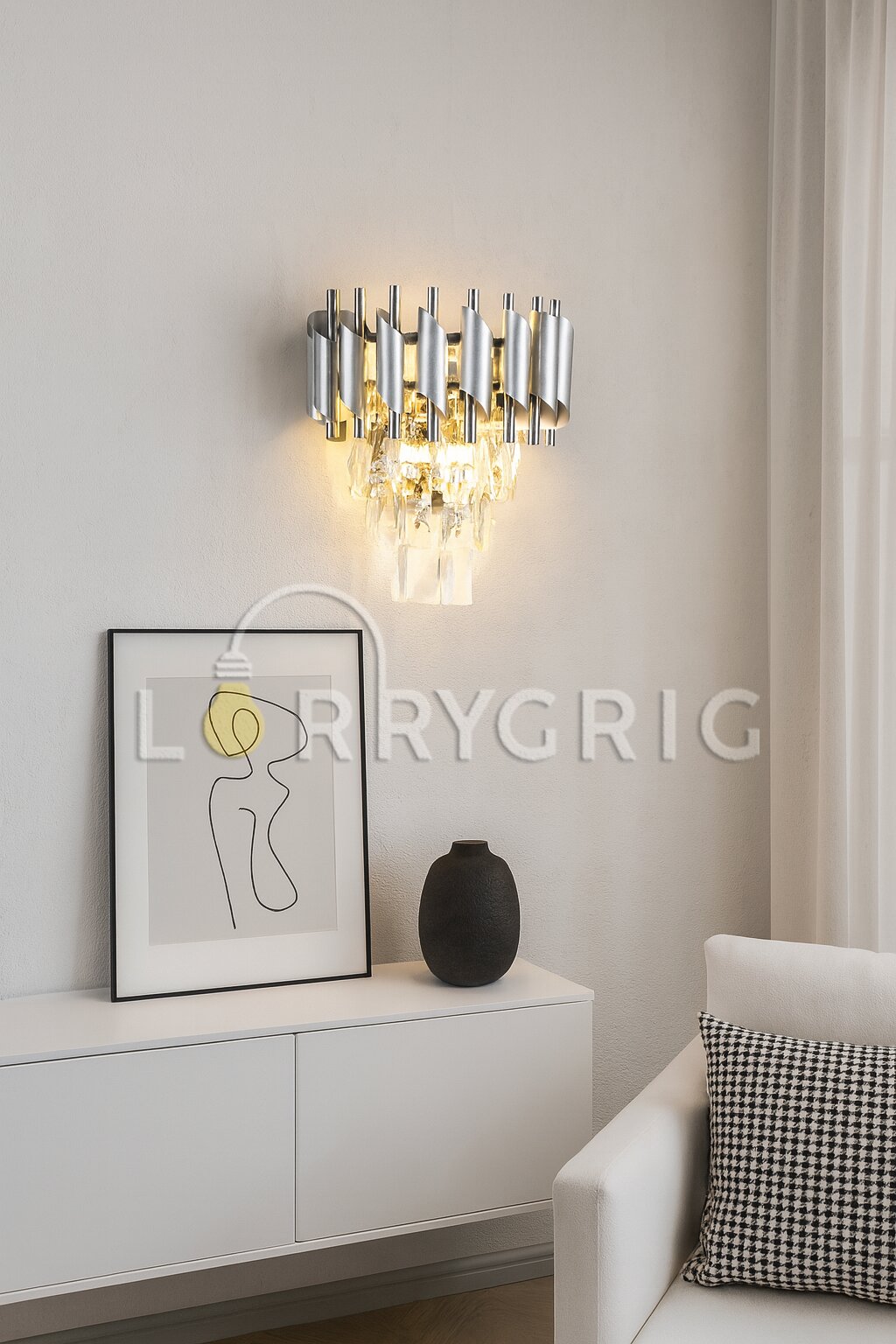 Aplica Cristal, 2 x E27, Argintiu