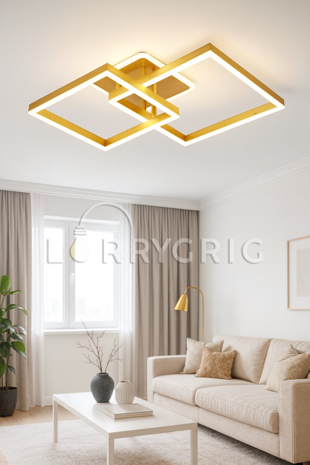 Lustra LED cu Telecomanda, 142W, 3 tipuri de lumina, Auriu