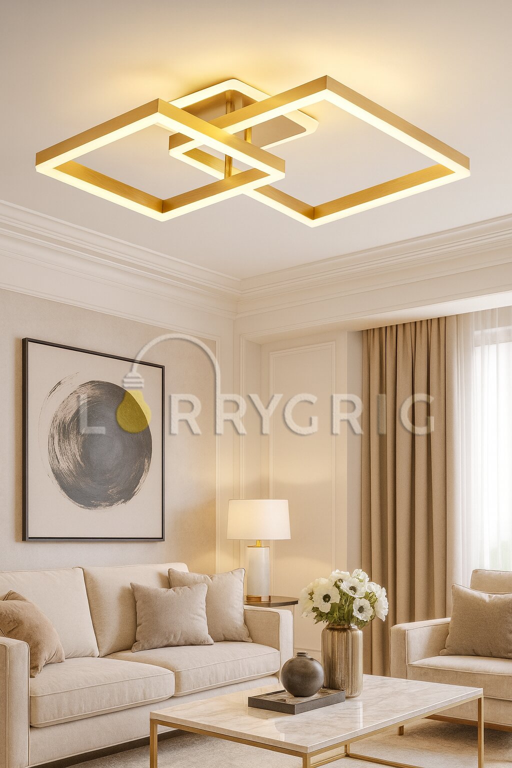 Lustra LED cu Telecomanda, 142W, 3 tipuri de lumina, Auriu