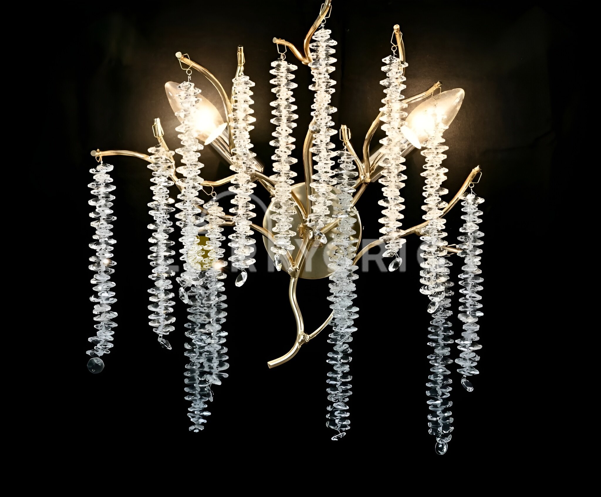 Aplica Cristal, 2 x E14, Auriu