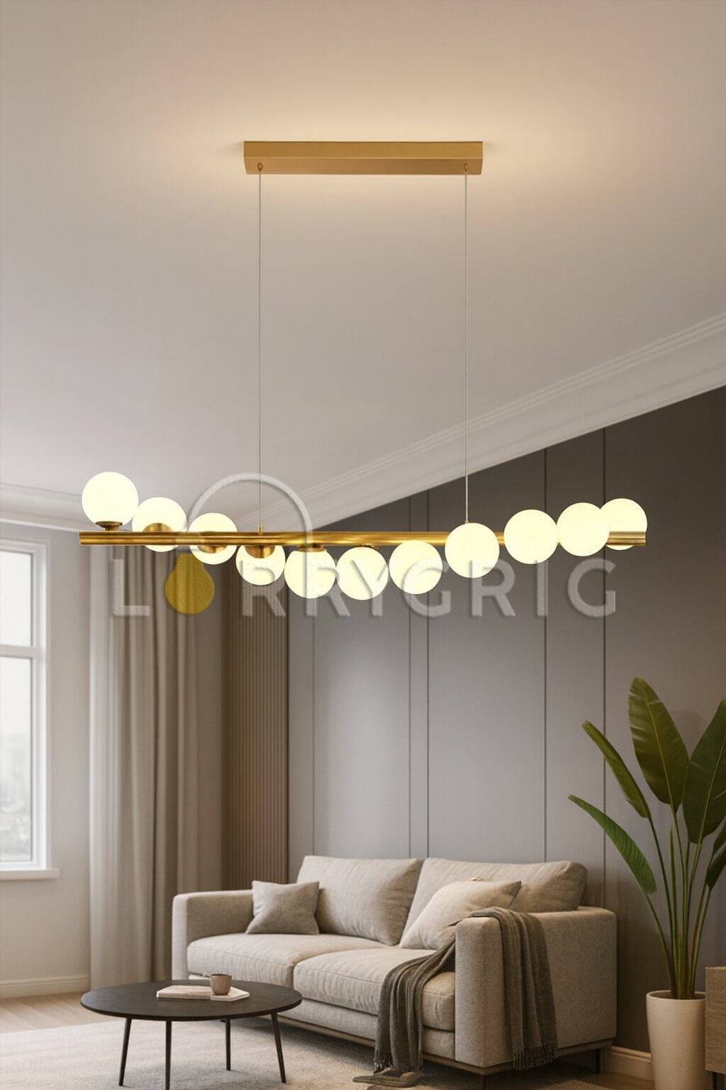 Pendul cu Abajururi, 11 x G9, Auriu