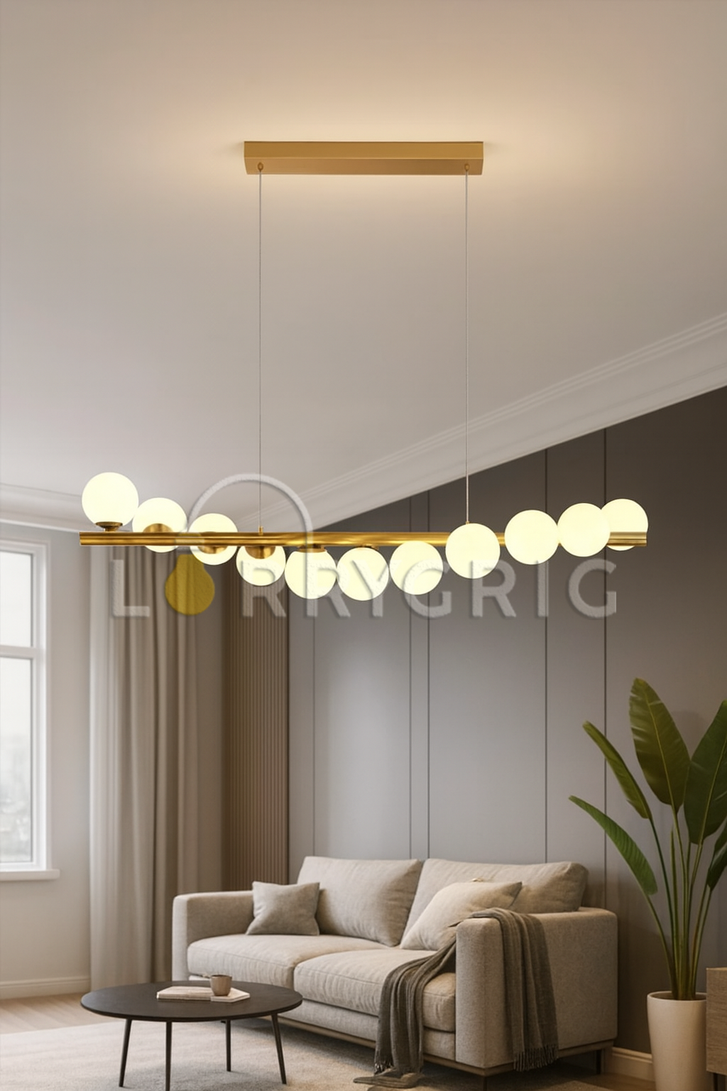 Pendul cu Abajururi, 11 x G9, Auriu