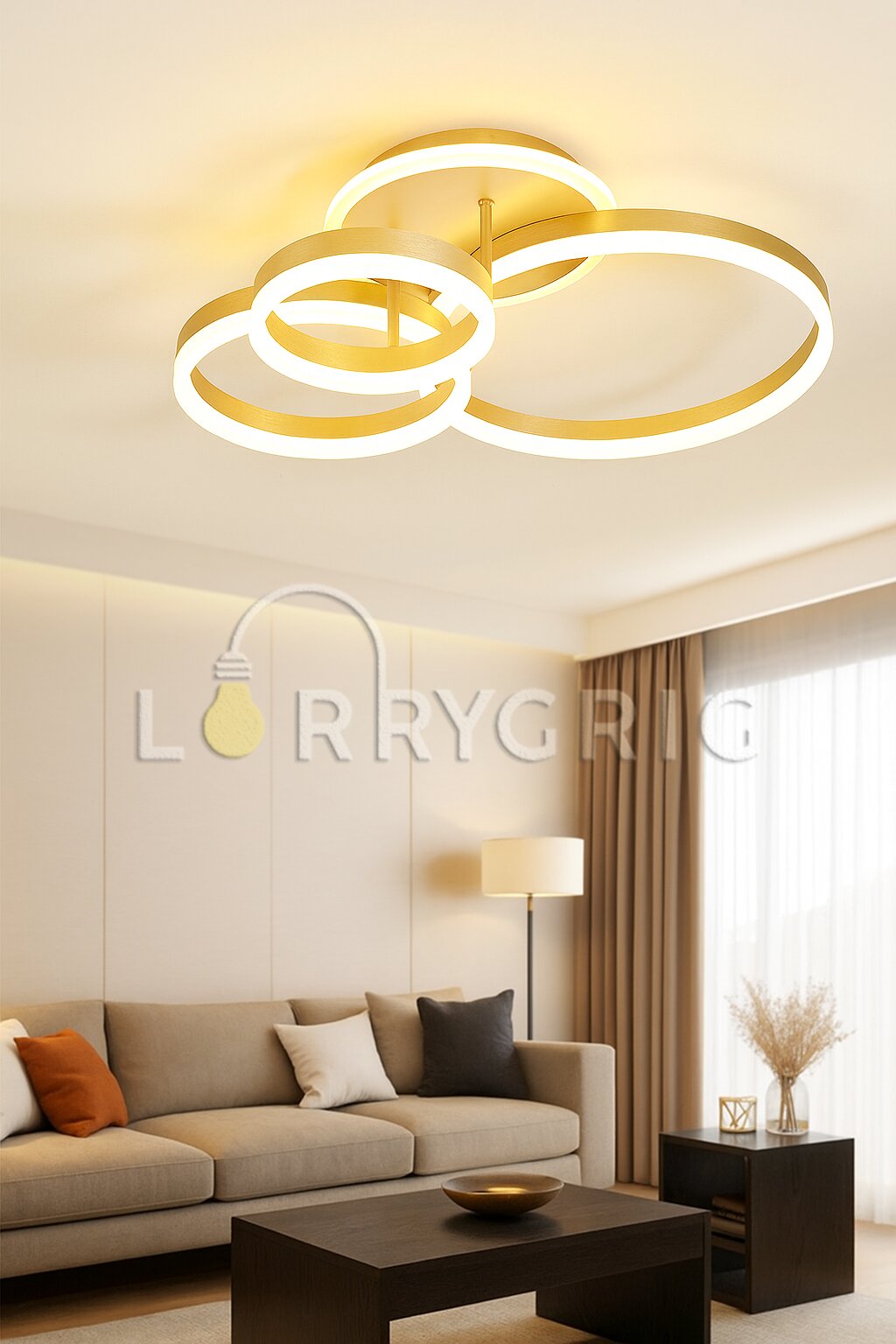Lustra LED cu Telecomanda, 144W, 3 tipuri de lumina, Auriu