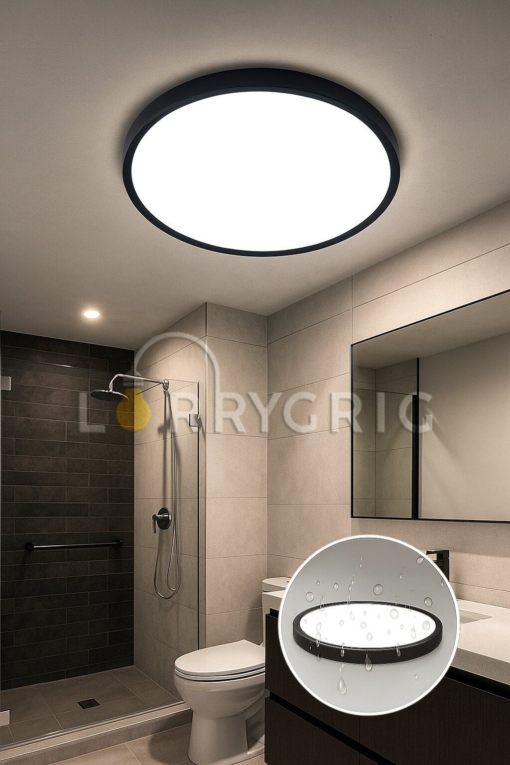 Plafoniera LED Baie 40CM, 32W, 3 tipuri de lumina, IP40, Negru