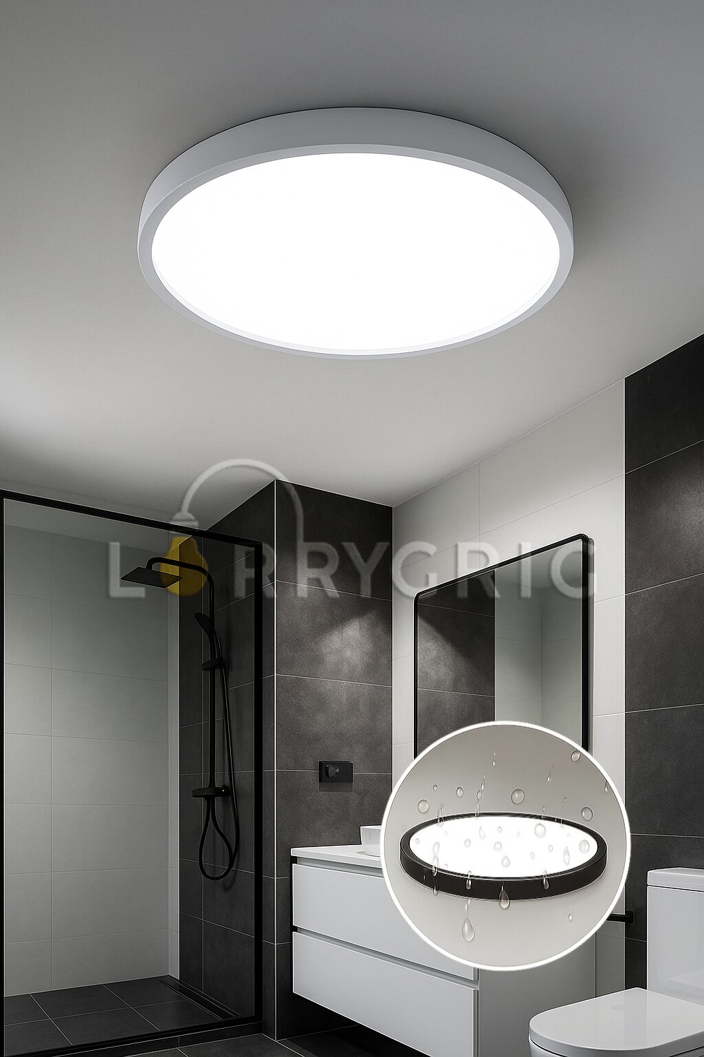 Plafoniera LED Baie 50CM, 40W, 3 tipuri de lumina, IP40, Alb