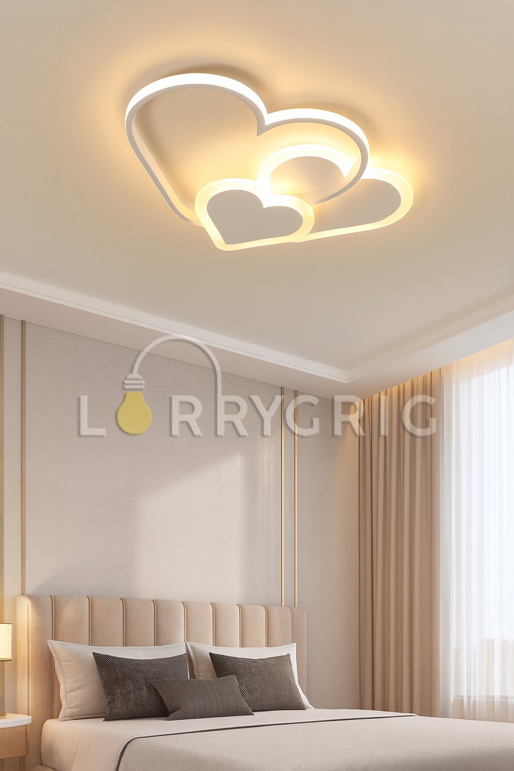 Lustra LED Inimioara cu Telecomanda, 76W, 3 tipuri de lumina, Alb