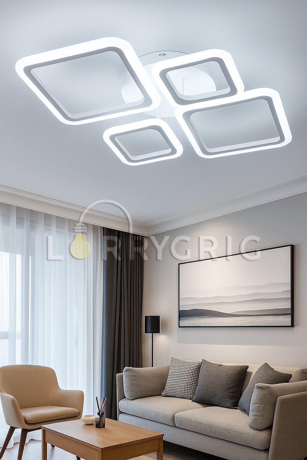Lustra LED cu Telecomanda, 72W, 3 tipuri de lumina, Alb