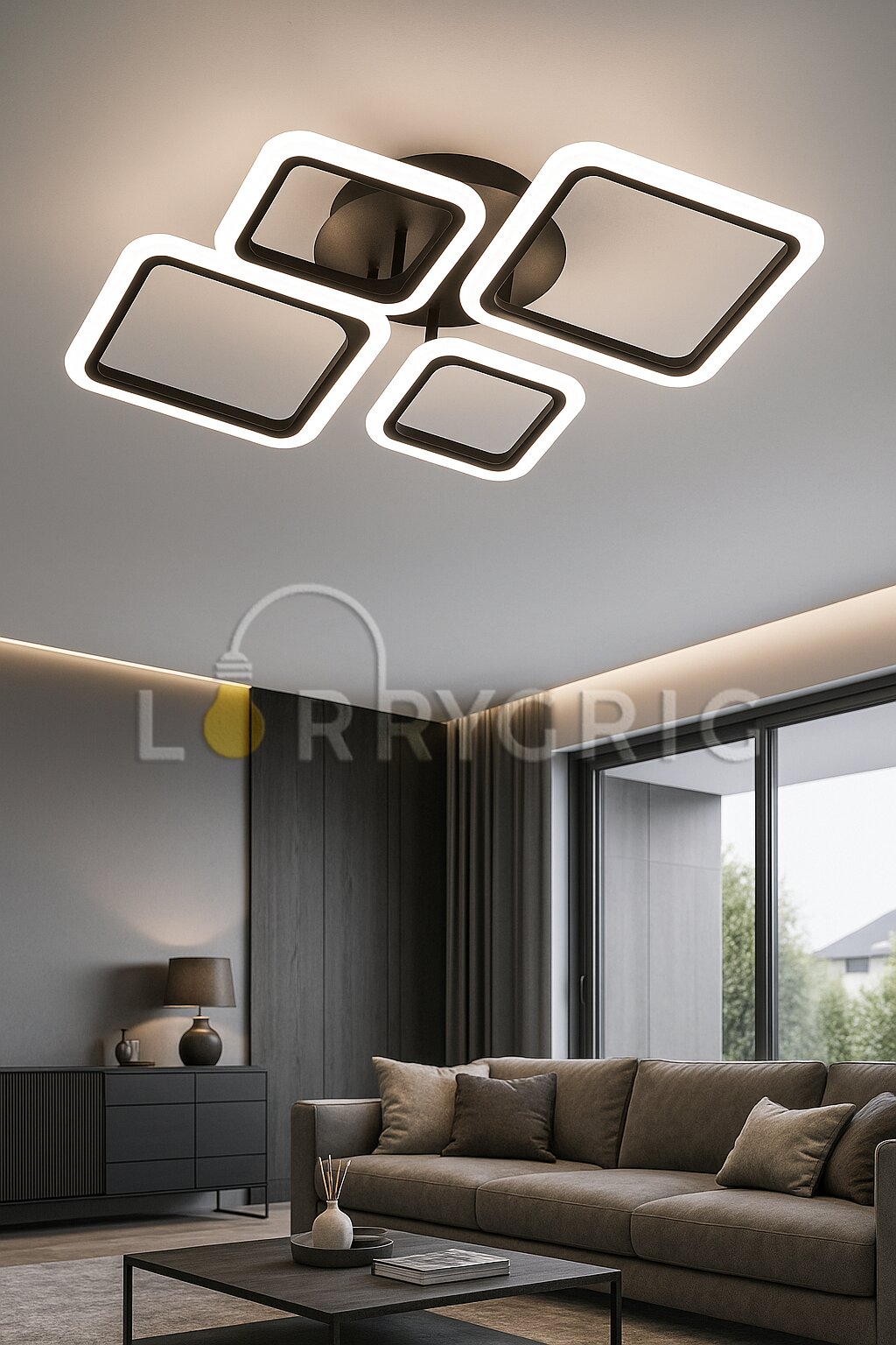 Lustra LED cu Telecomanda, 72W, 3 tipuri de lumina, Negru