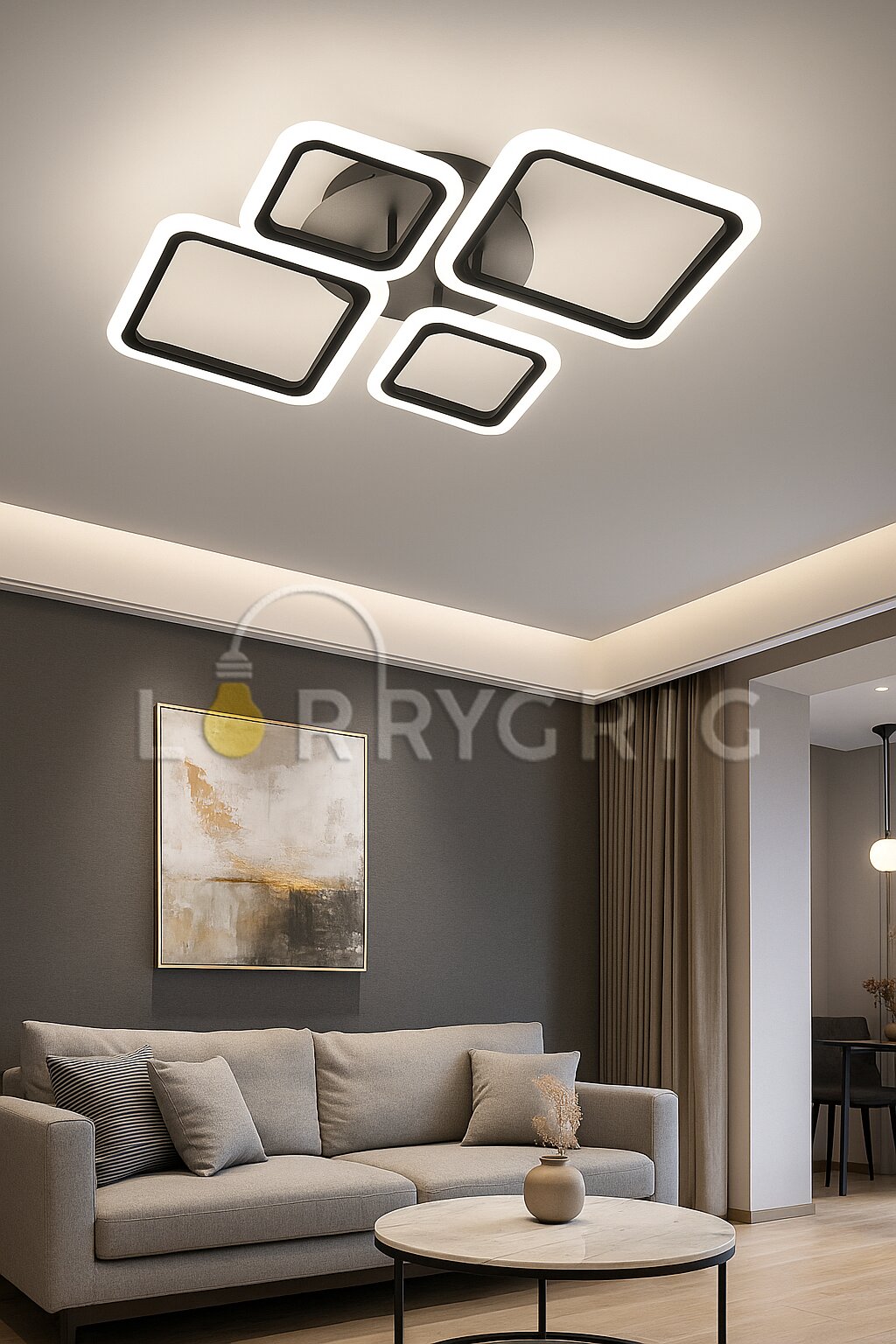 Lustra LED cu Telecomanda, 72W, 3 tipuri de lumina, Negru