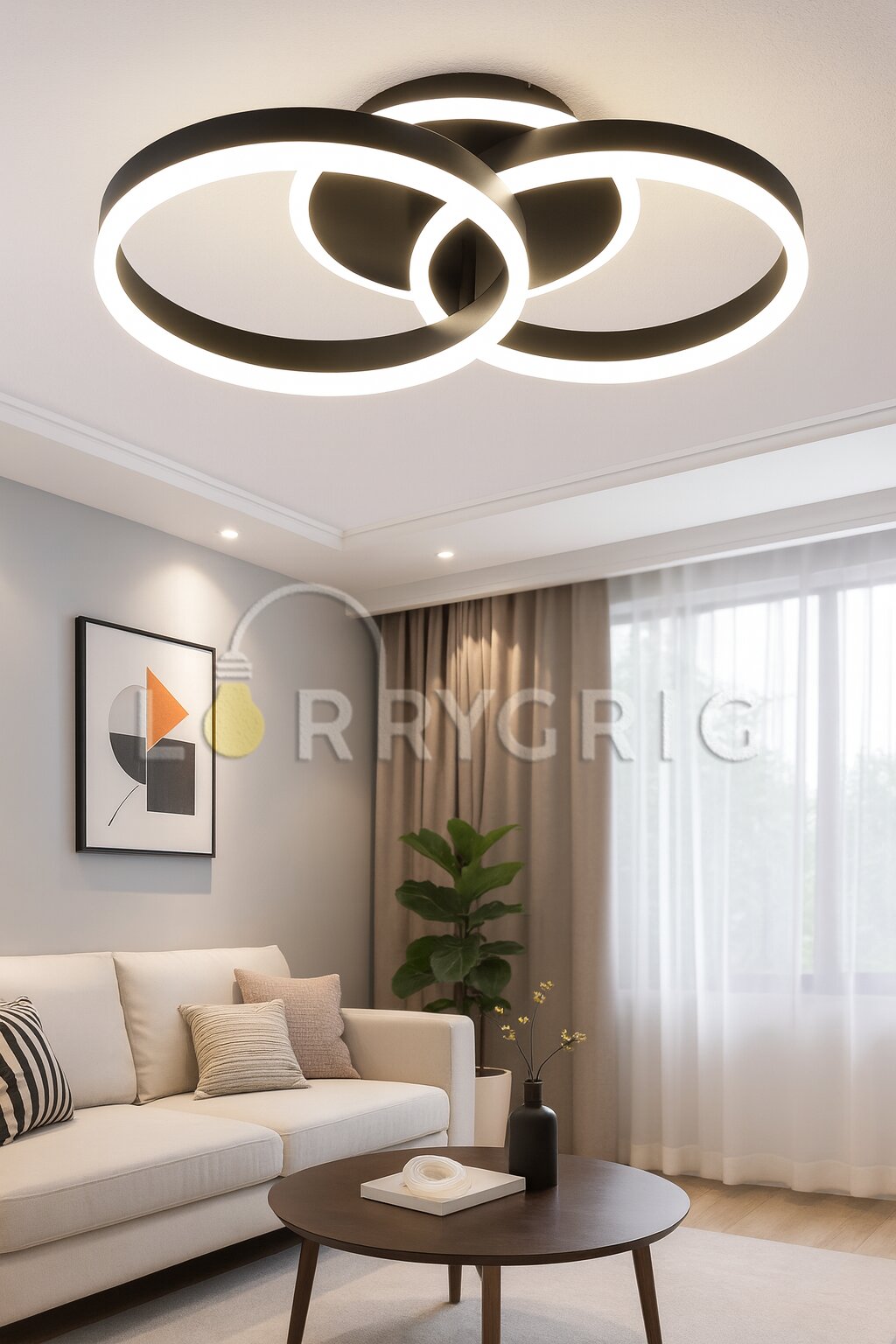 Lustra LED cu Telecomanda, 90W, 3 tipuri de lumina, Negru