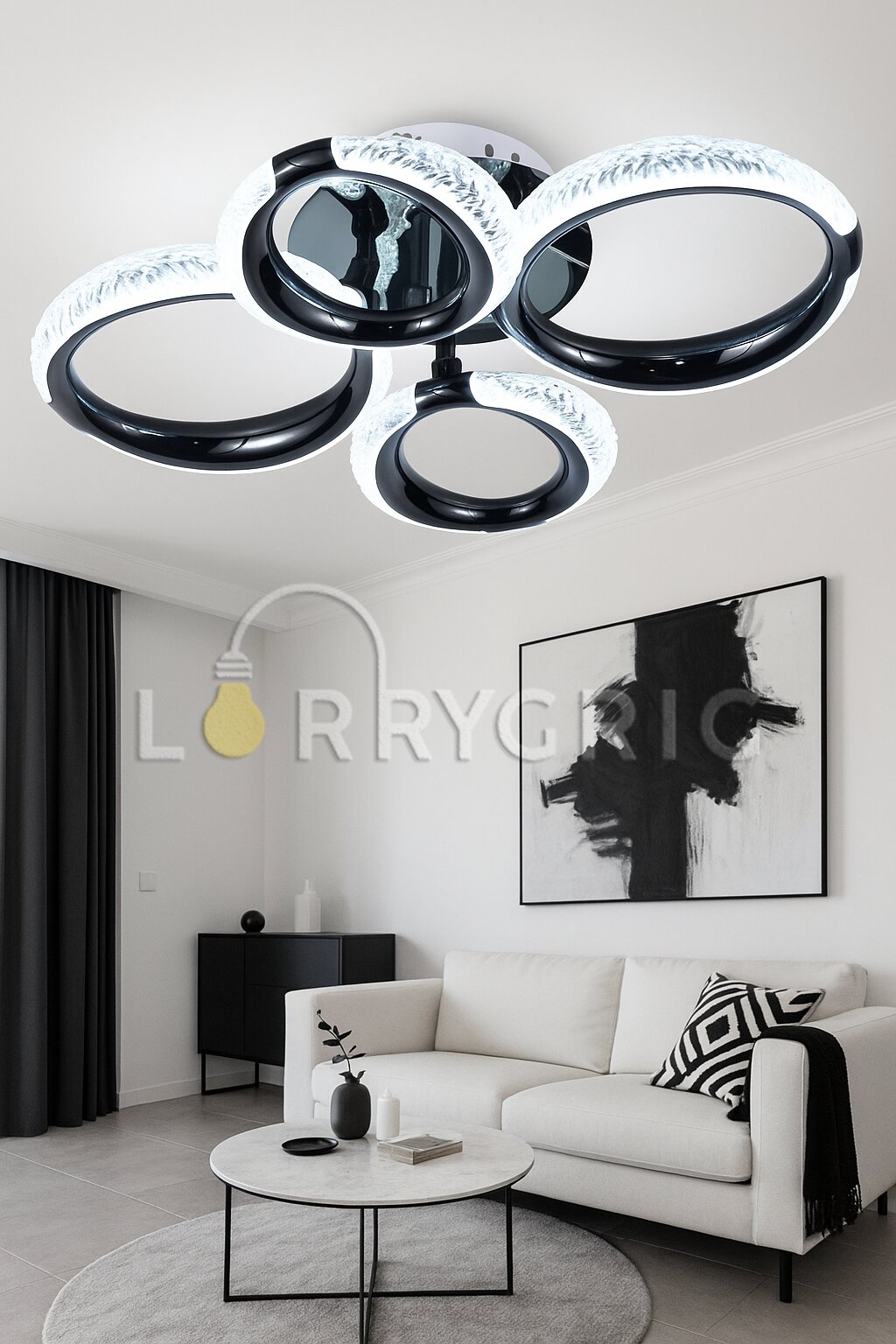 Lustra LED cu Telecomanda, 60W, 3 tipuri de lumina, Negru