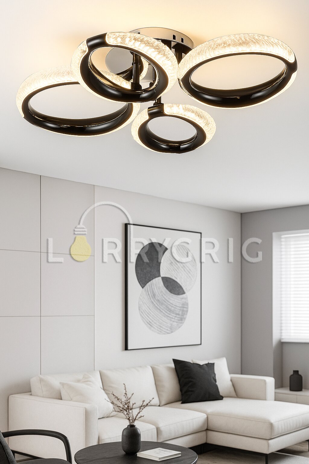 Lustra LED cu Telecomanda, 60W, 3 tipuri de lumina, Negru