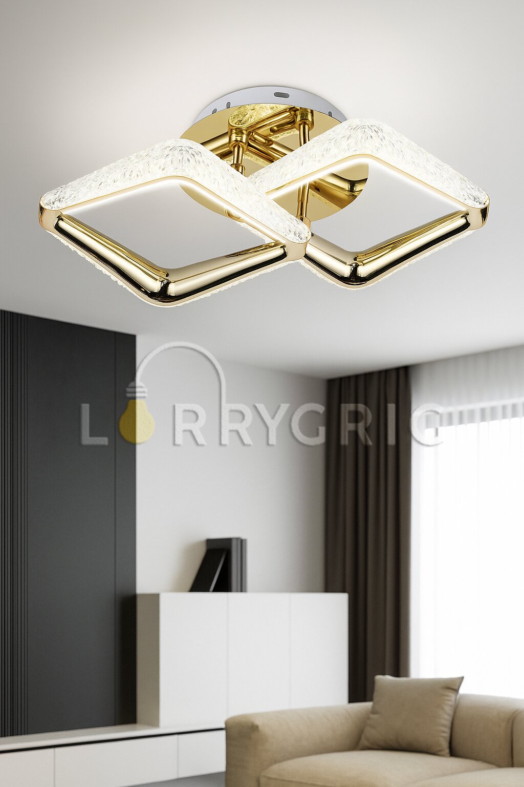 Lustra LED cu Telecomanda, 36W, 3 tipuri de lumina, Auriu