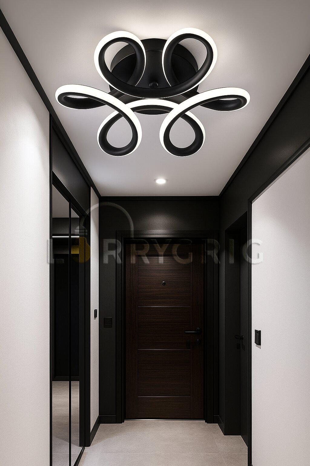 Lustra LED, 48W, 3 tipuri de lumina, Negru
