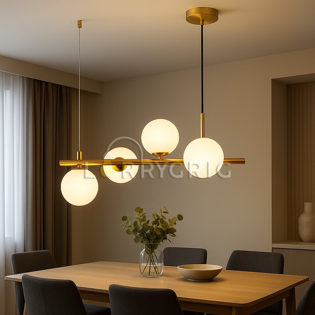 Pendul cu abajururi, 4 x G9, Auriu