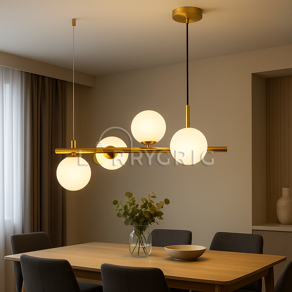 Pendul cu abajururi, 4 x G9, Auriu