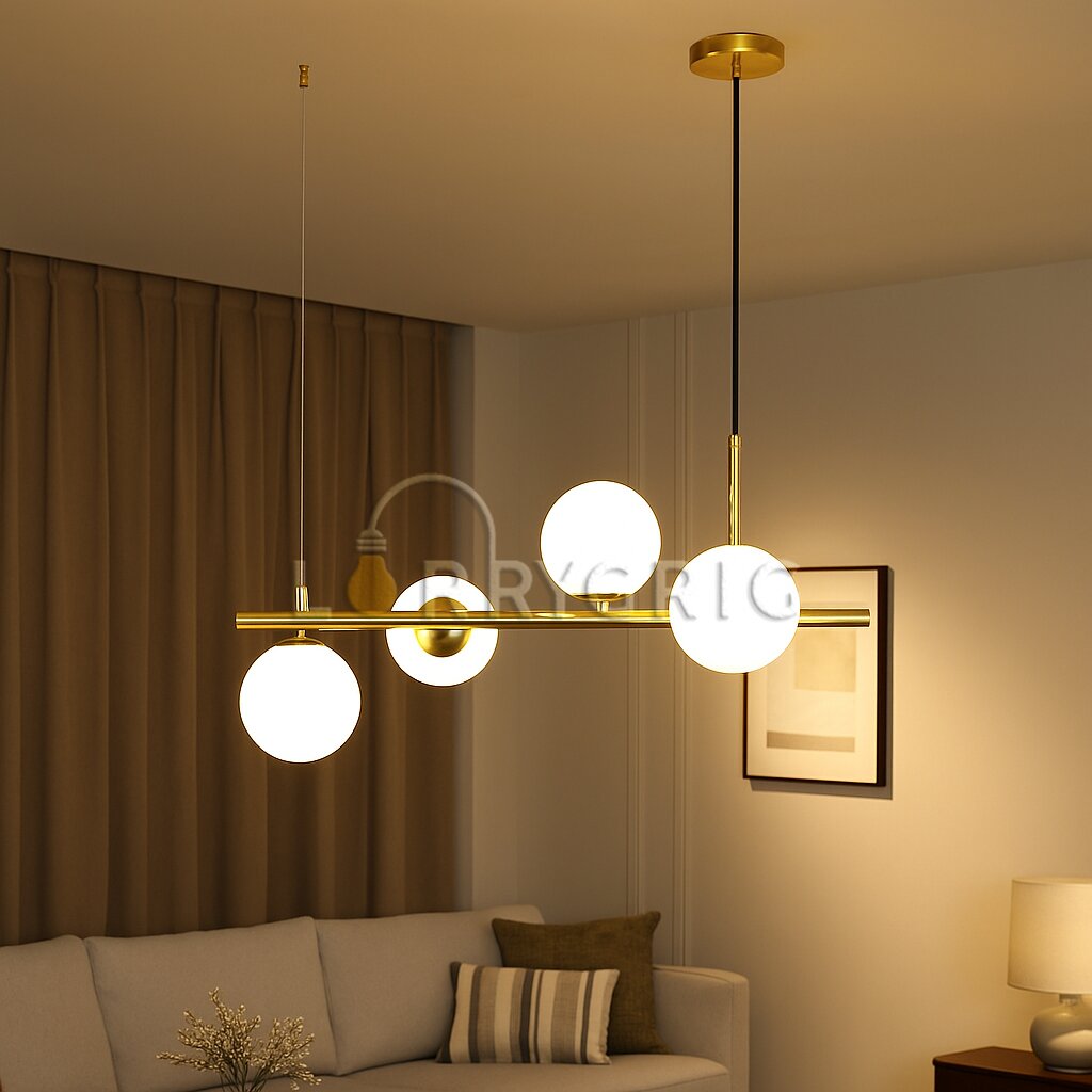 Pendul cu abajururi, 4 x G9, Auriu