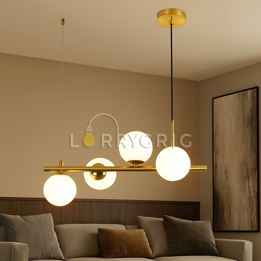 Pendul cu abajururi, 4 x G9, Auriu