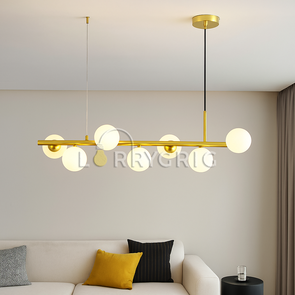 Pendul cu abajururi, 7 x G9, Auriu