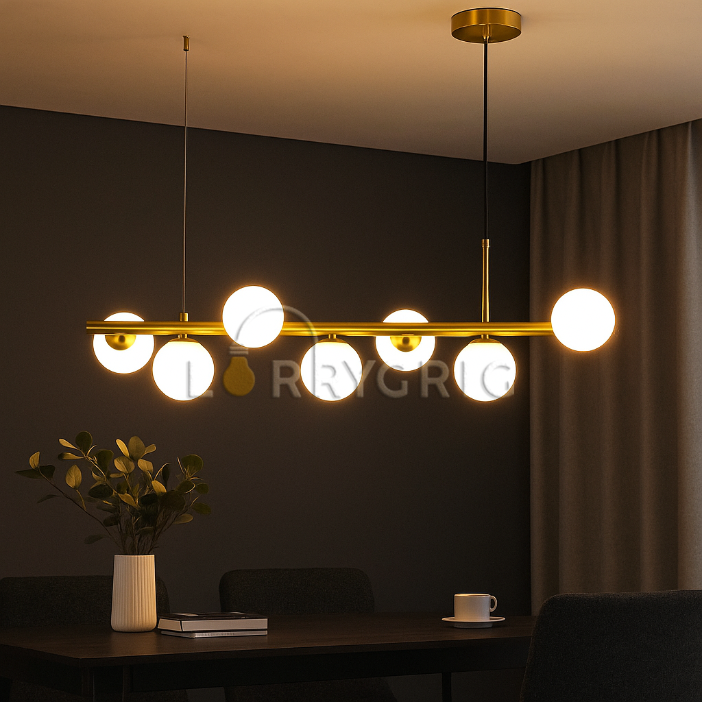 Pendul cu abajururi, 7 x G9, Auriu