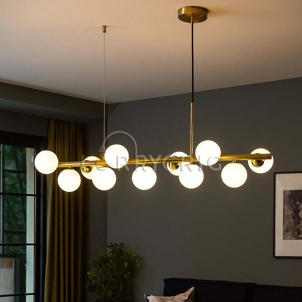 Pendul cu abajururi, 11 x G9, Auriu