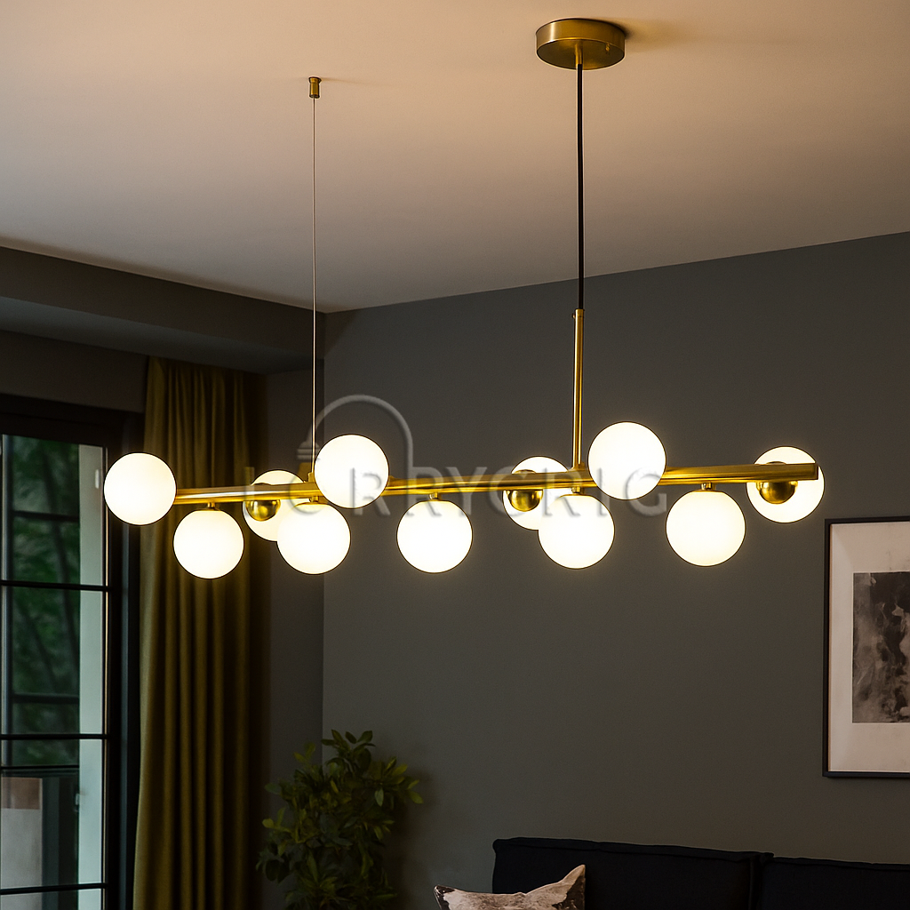 Pendul cu abajururi, 11 x G9, Auriu