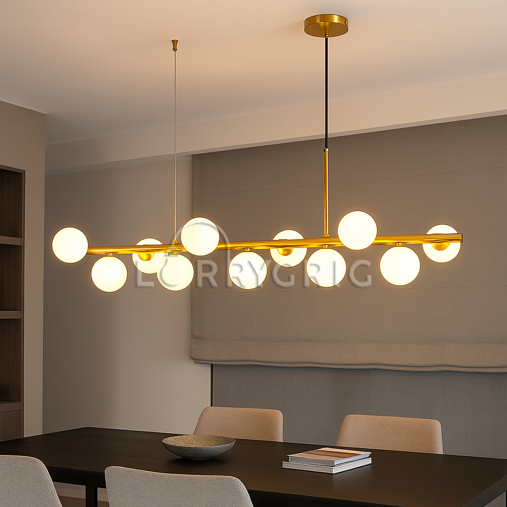 Pendul cu abajururi, 11 x G9, Auriu