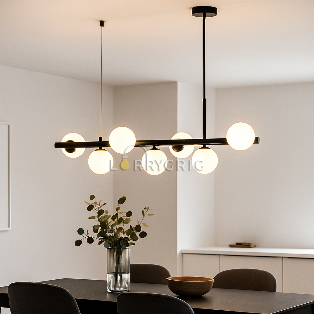 Pendul cu abajururi, 7 x G9, Negru