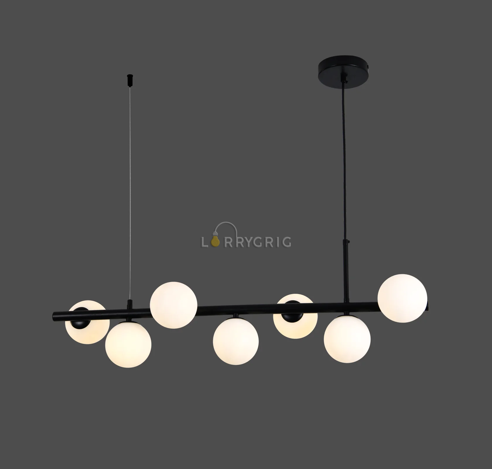 Pendul cu abajururi, 7 x G9, Negru