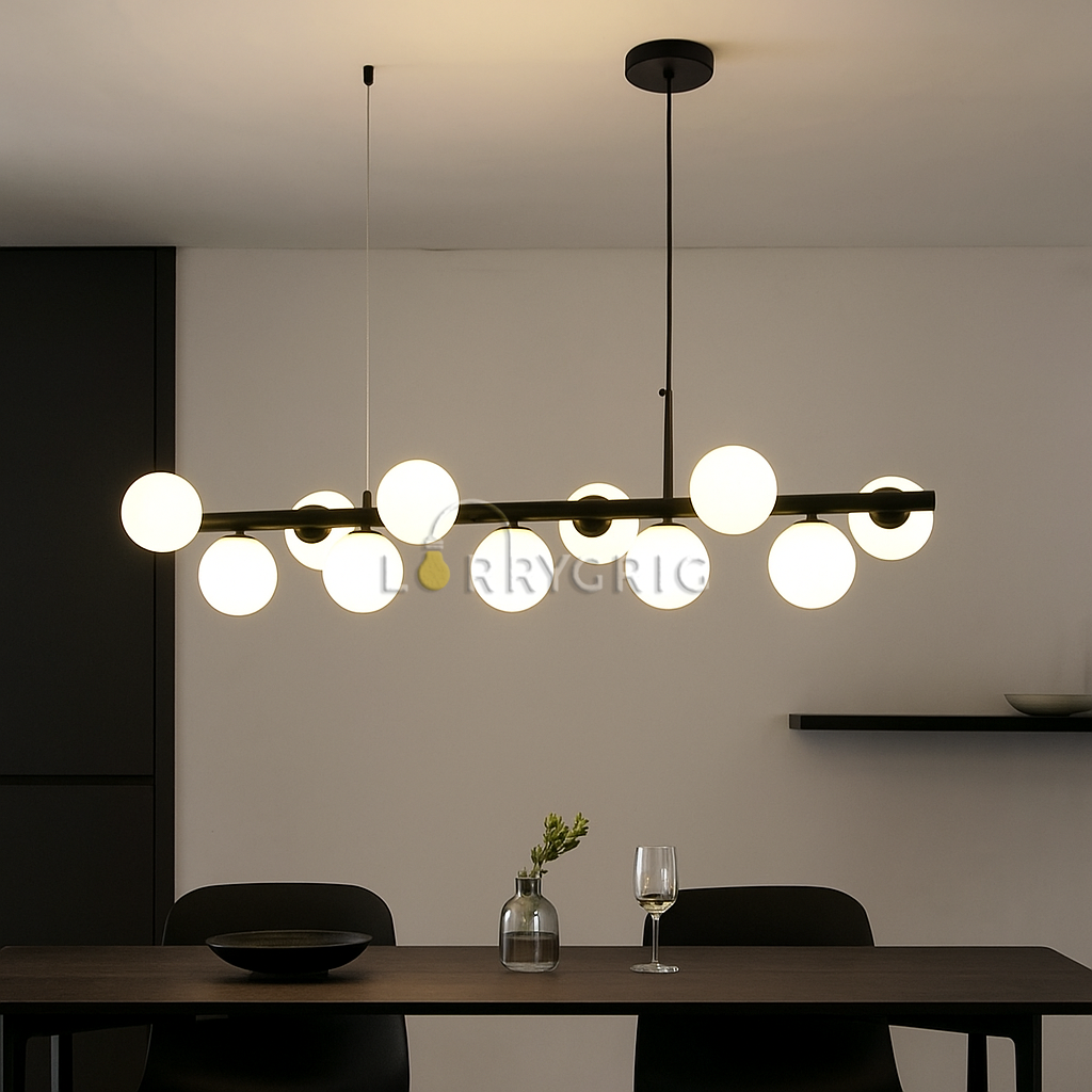 Pendul cu abajururi, 11 x G9, Negru