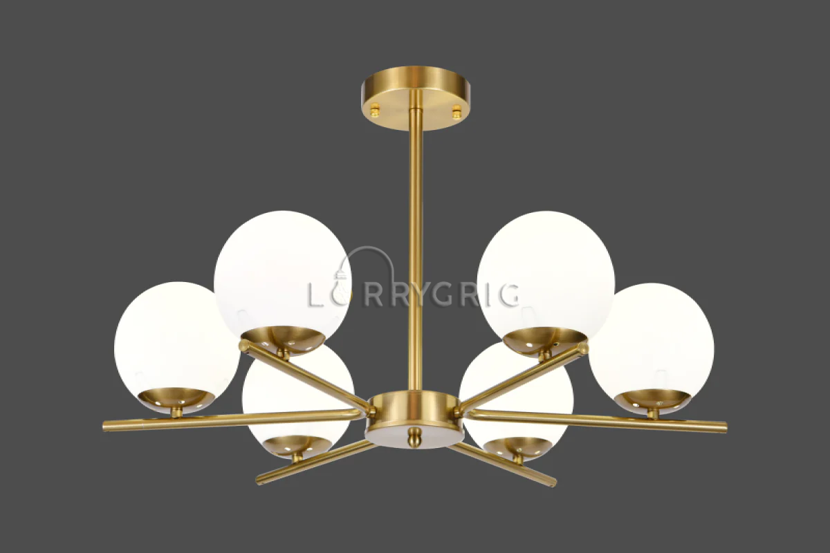 Lustra cu abajur, 6 x E27, Auriu