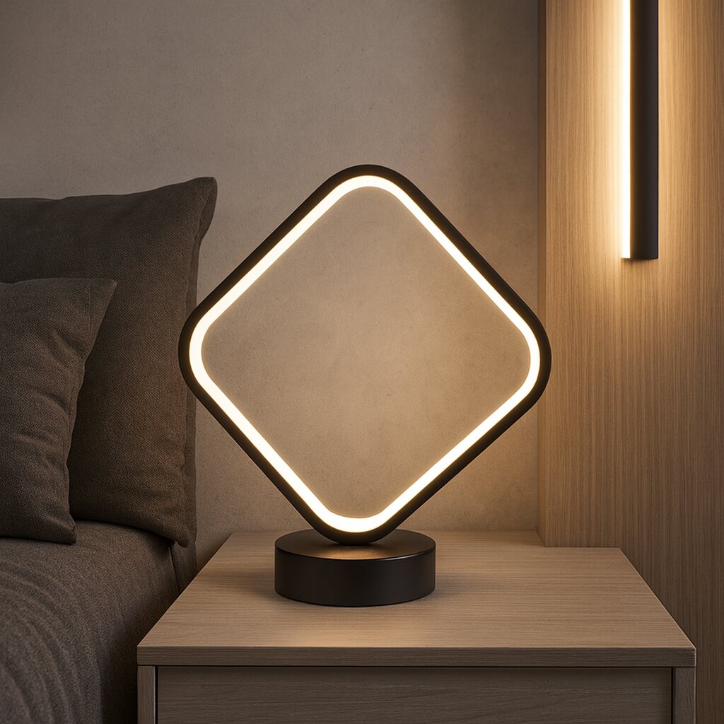 Veioza LED Square, 26W, 3 tipuri de lumina, Negru