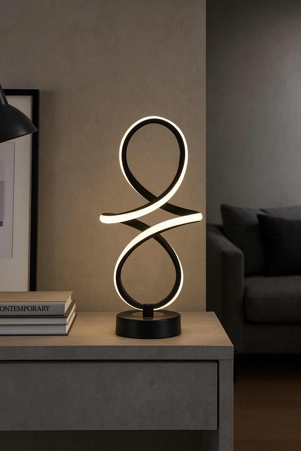 Veioza LED Infinity, 46W, 3 tipuri de lumina, Negru