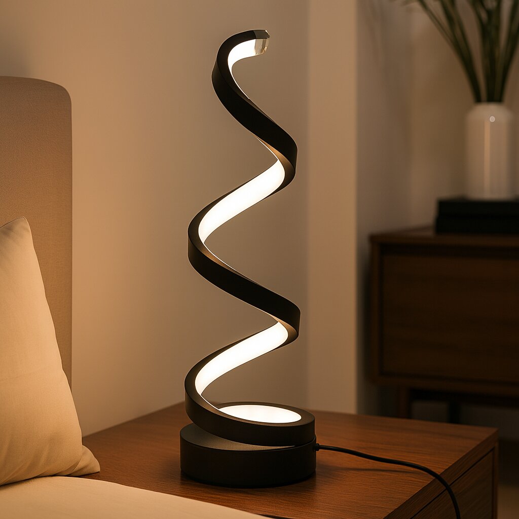 Veioza LED Wave, 40W, 3 tipuri de lumina, Negru