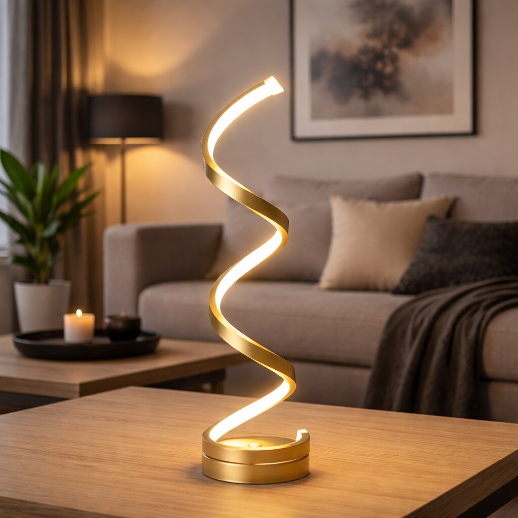 Veioza LED Wave, 40W, 3 tipuri de lumina, Auriu