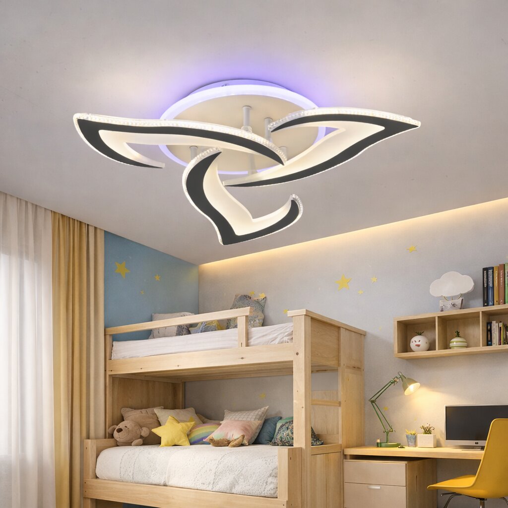 Lustra LED Flower RGB, 130W, 3 tipuri de lumina, Alb