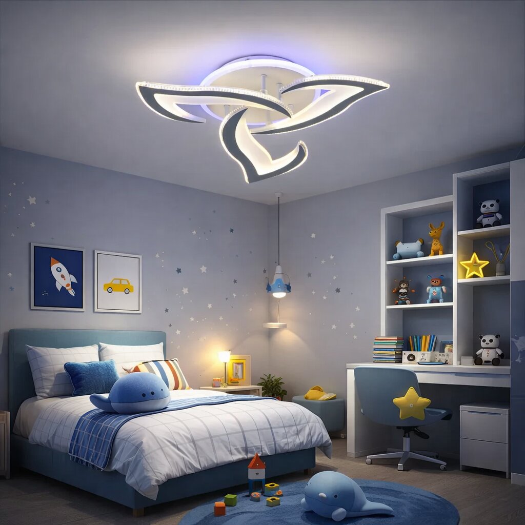 Lustra LED Flower RGB, 130W, 3 tipuri de lumina, Alb