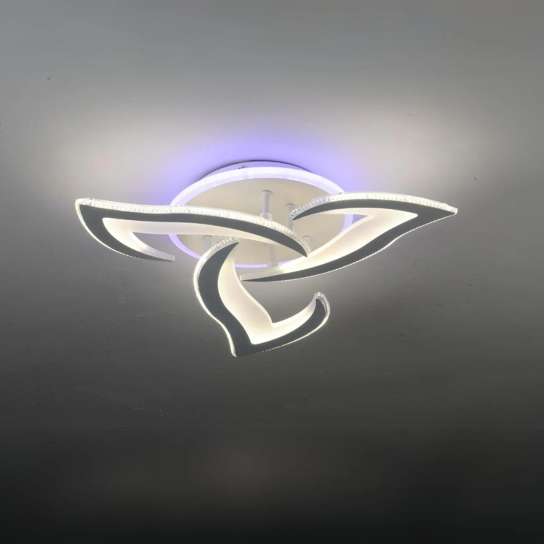 Lustra LED Flower RGB, 130W, 3 tipuri de lumina, Alb