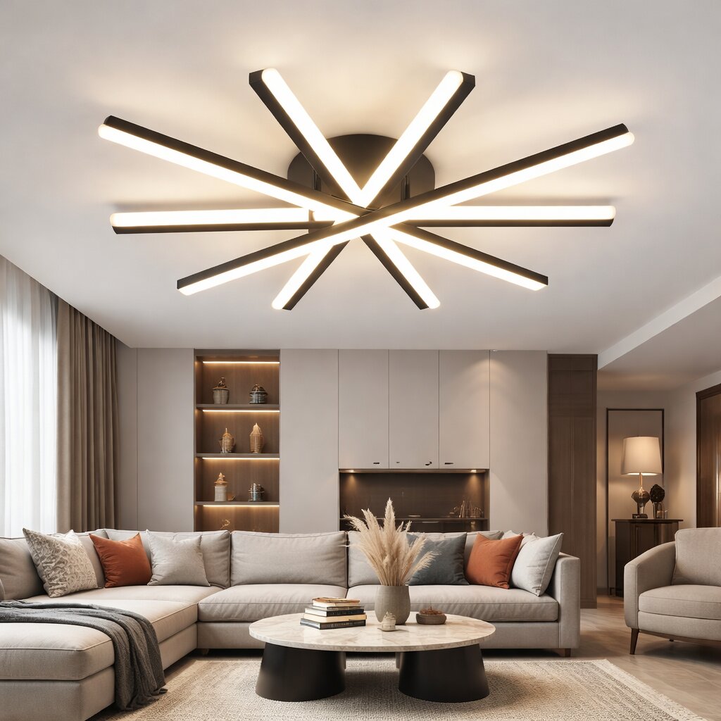 Lustra LED cu Telecomanda, 95W, 3 tipuri de lumina, Negru