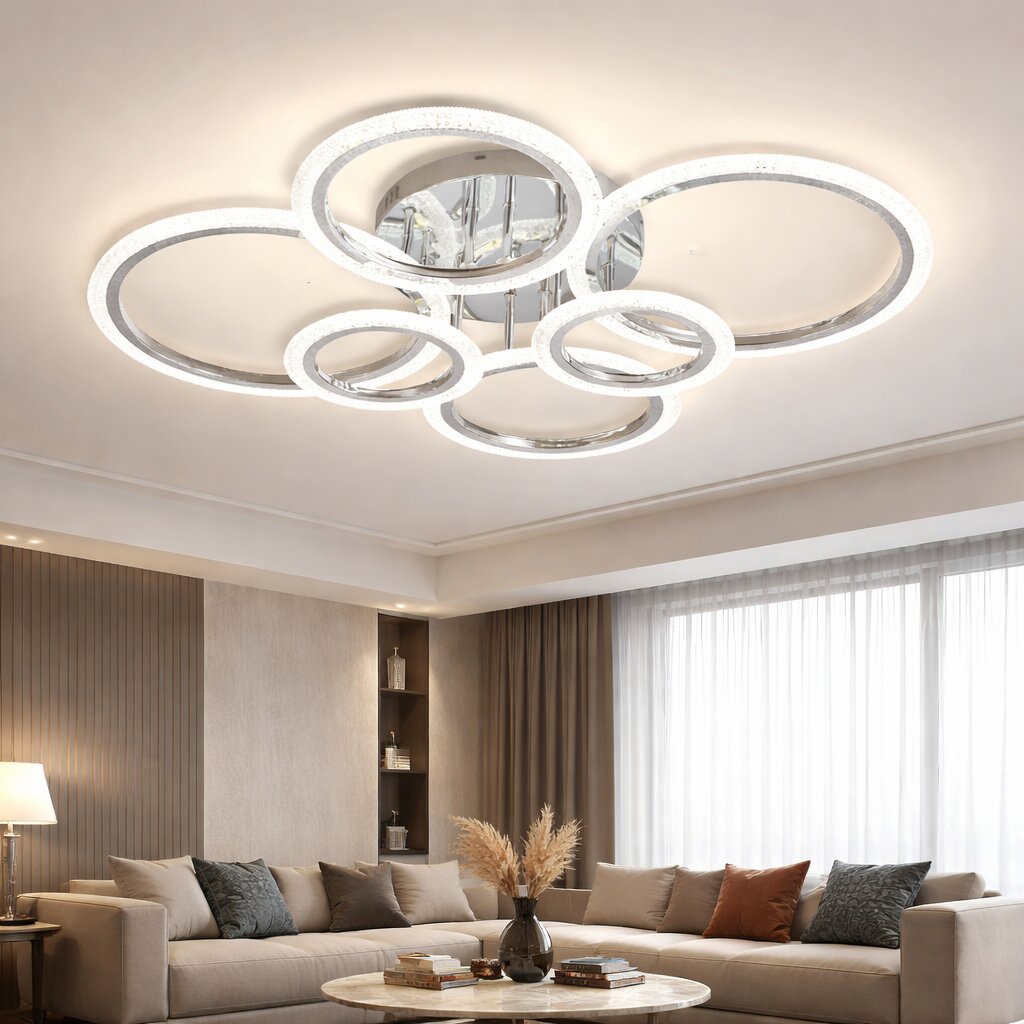 Lustra LED cu Telecomanda, 132W, 3 tipuri de lumina, Argintiu