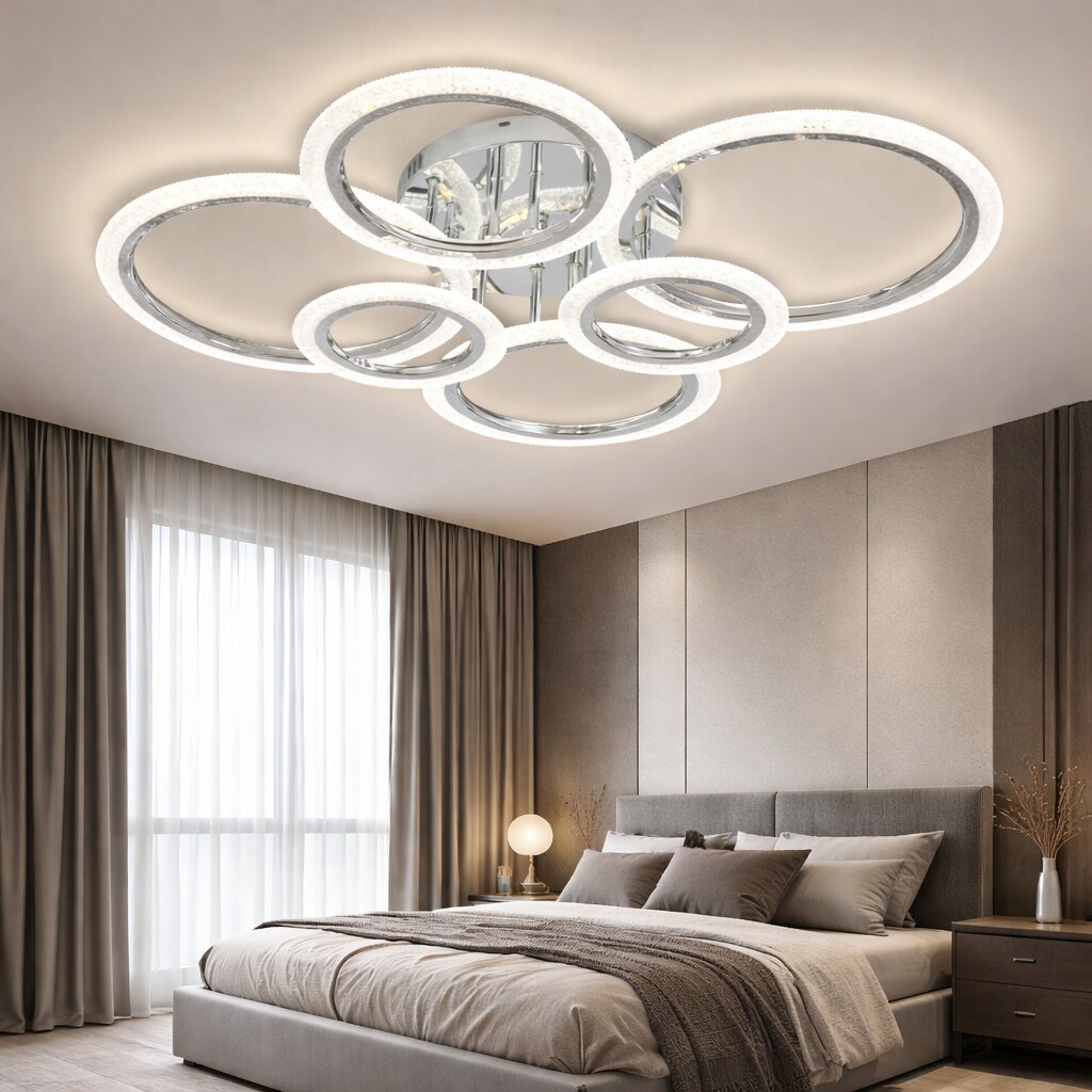 Lustra LED cu Telecomanda, 132W, 3 tipuri de lumina, Argintiu