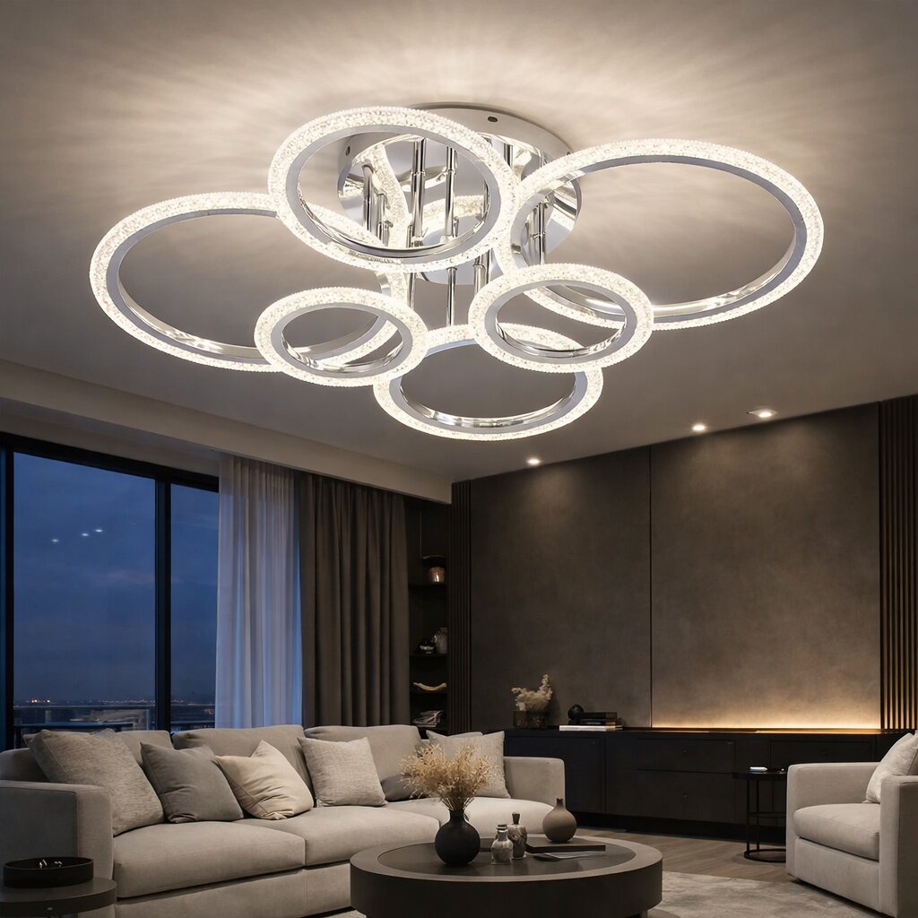 Lustra LED cu Telecomanda, 132W, 3 tipuri de lumina, Argintiu