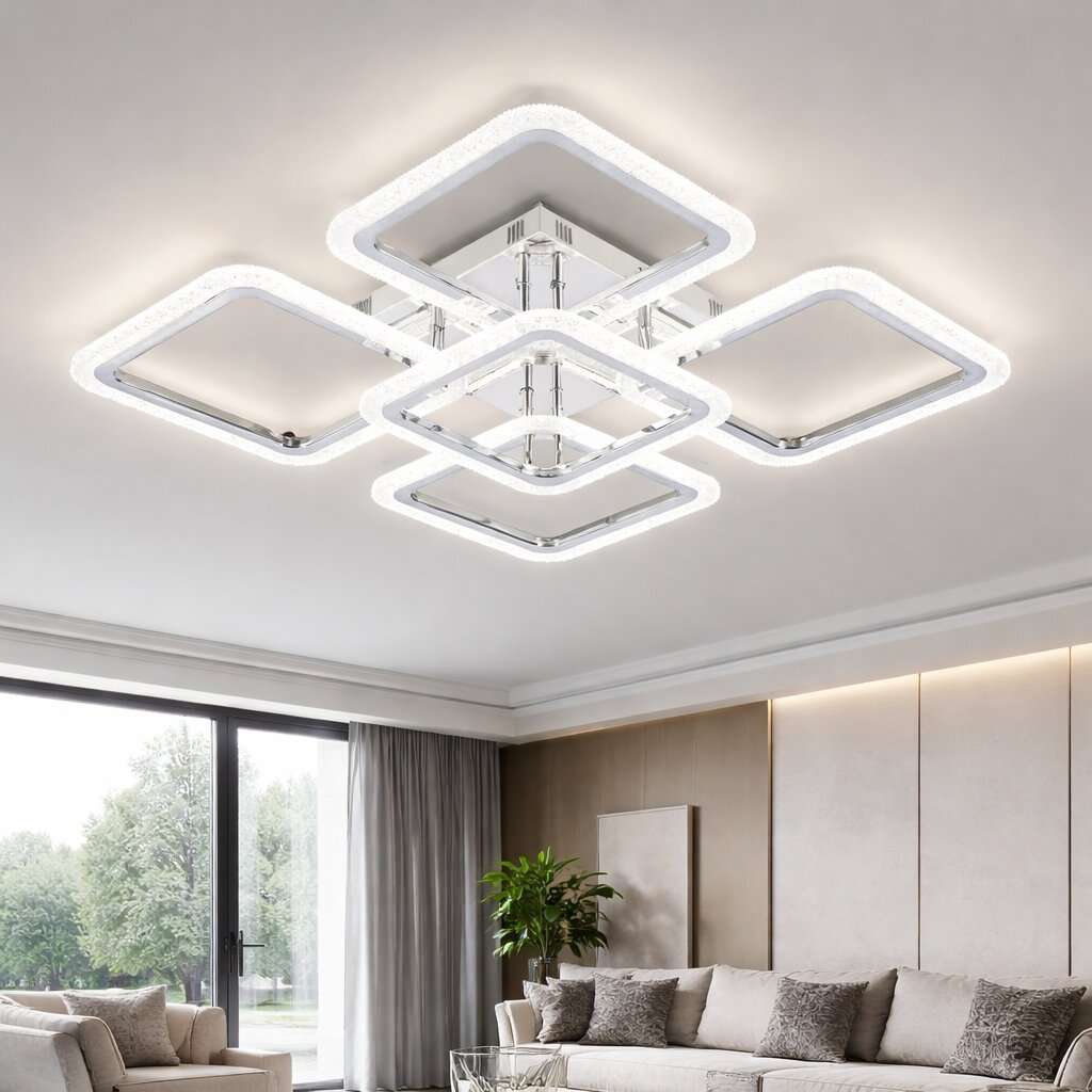 Lustra LED cu Telecomanda, 130W, 3 tipuri de lumina, Argintiu