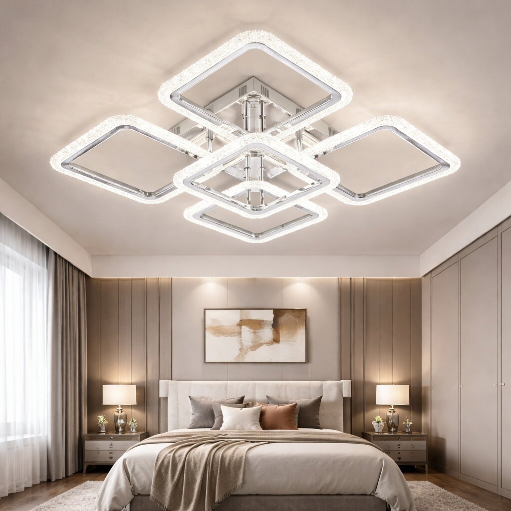 Lustra LED cu Telecomanda, 130W, 3 tipuri de lumina, Argintiu