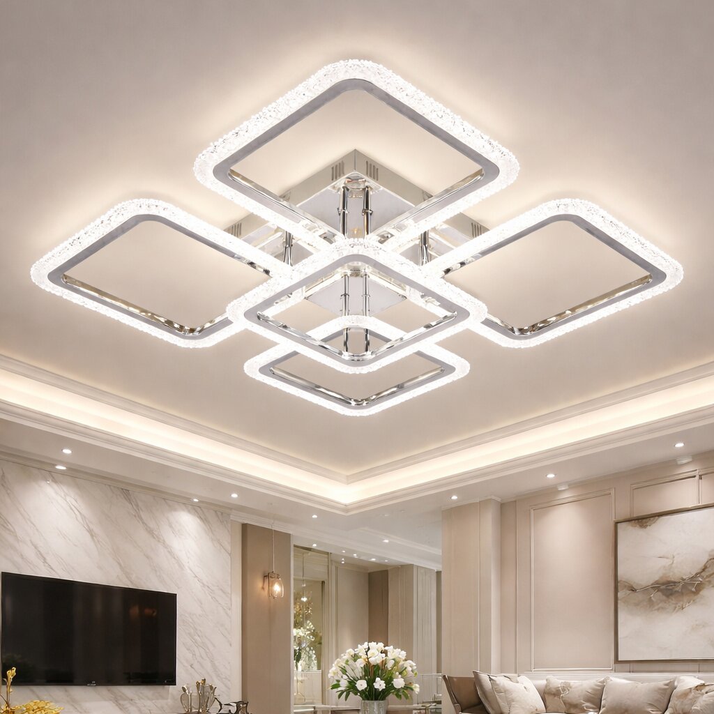 Lustra LED cu Telecomanda, 130W, 3 tipuri de lumina, Argintiu