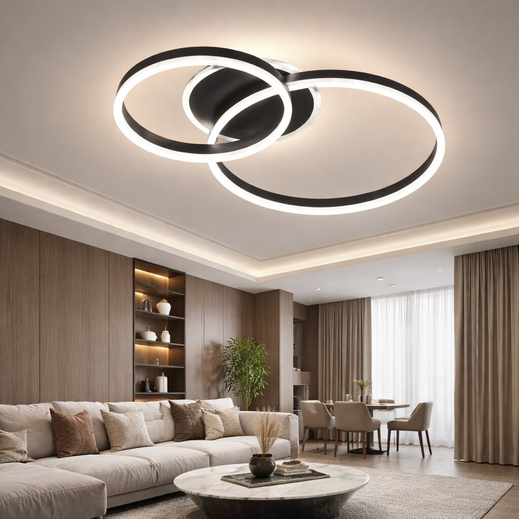 Lustra LED cu Telecomanda, 120W, 3 tipuri de lumina, Negru