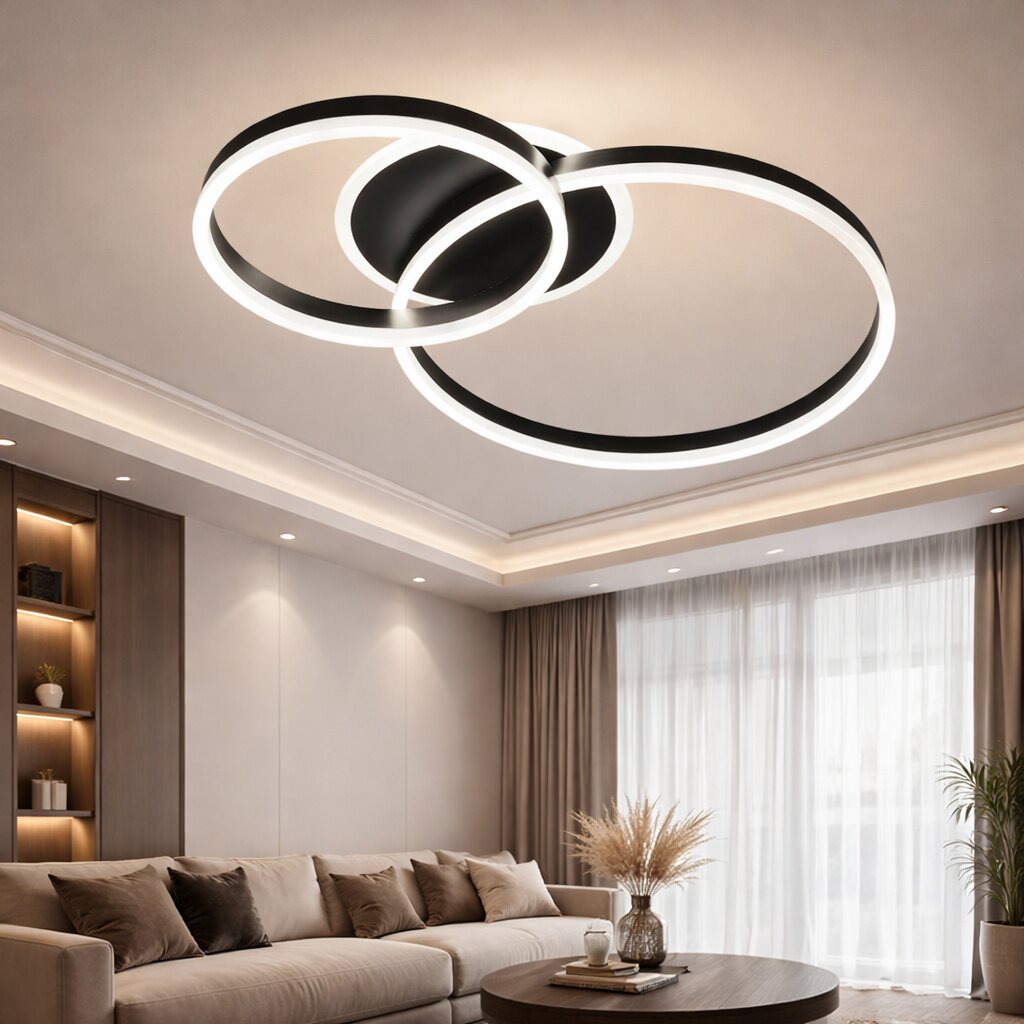 Lustra LED cu Telecomanda, 120W, 3 tipuri de lumina, Negru